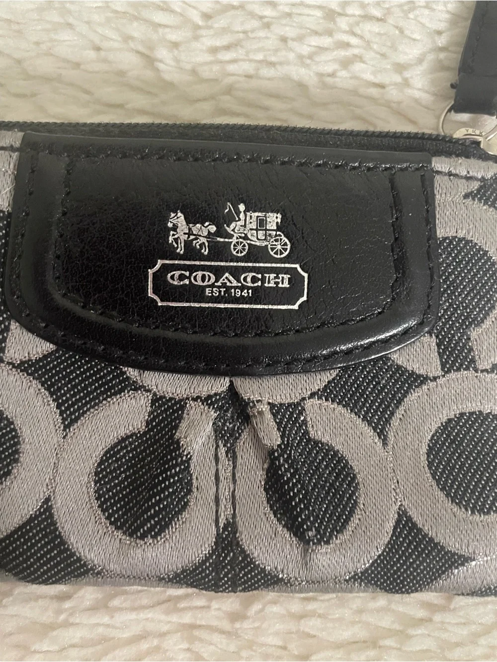 Coach Op-Art Logo Mini Skinny Zip Wallet Black/Gray